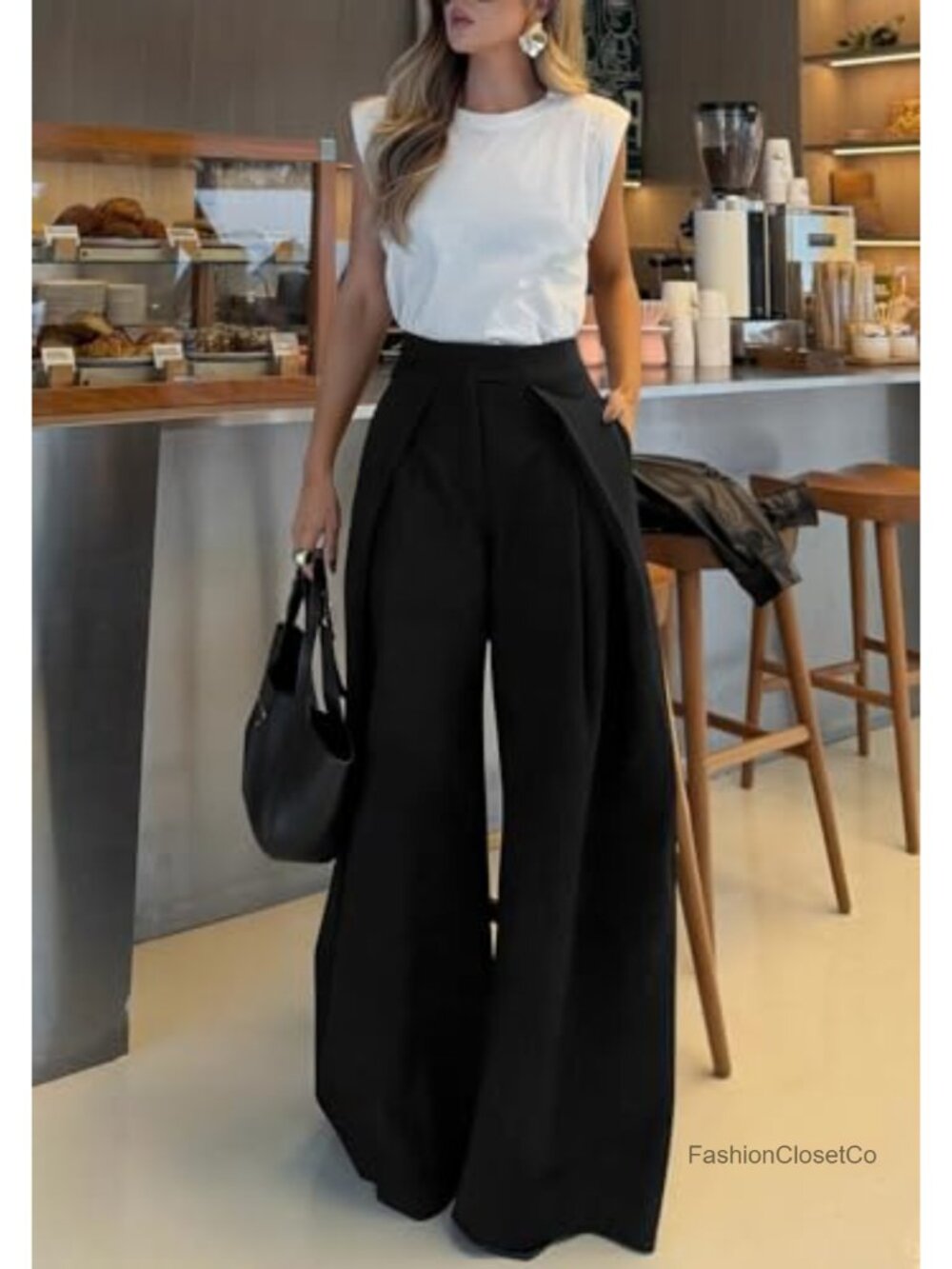 Wide Leg Dress Pants High Waisted Pleated Straight Leg Trousers - Picture 2 of 4